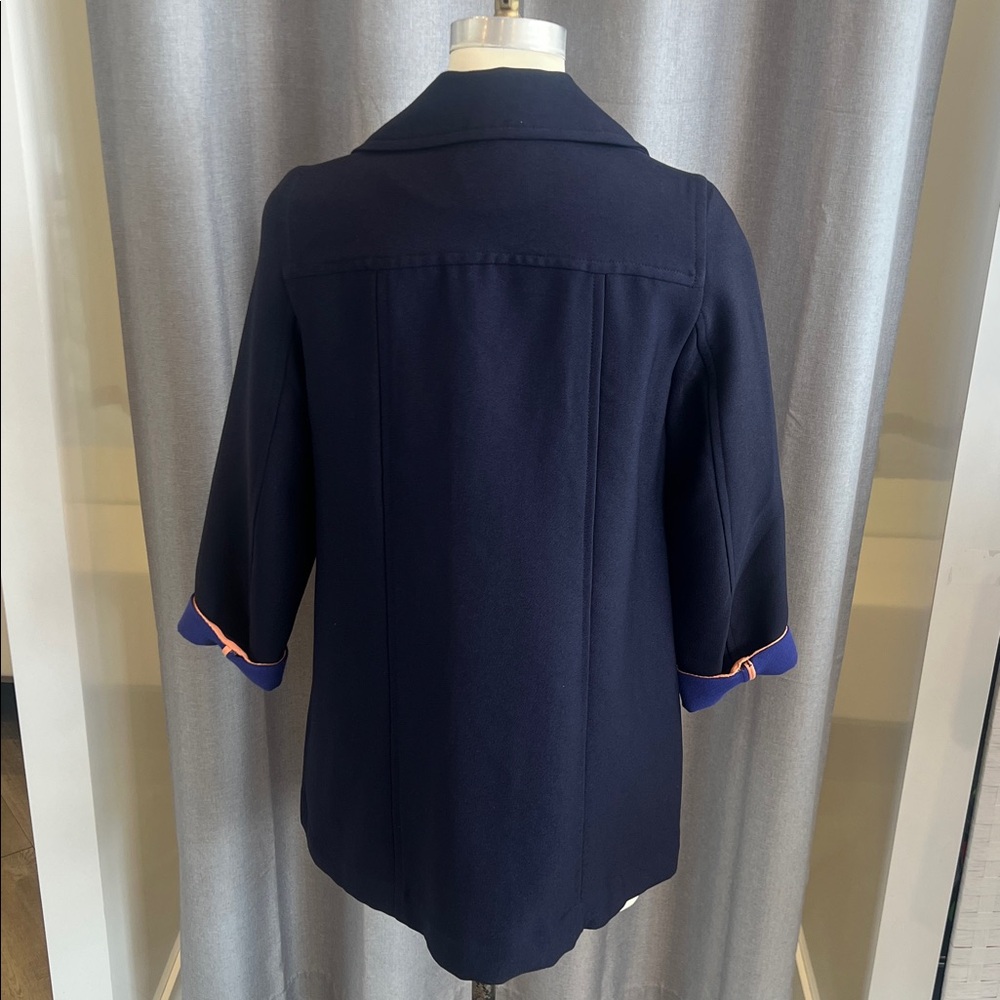 Anthropologie Navy Pea Coat - Women’s Purple & Orange Accents - NWT - Picture 16 of 16